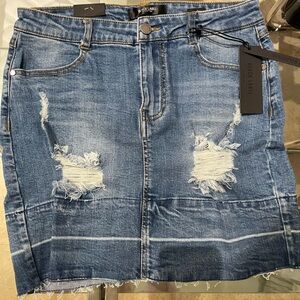 Black Label Blue Distressed Skirt